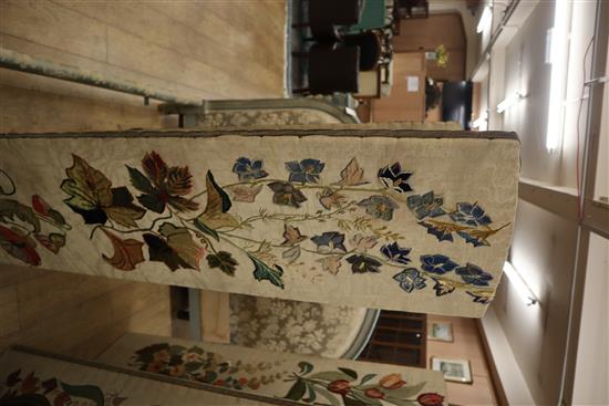 An early 20th century embroidered eight fold screen H.168cm